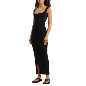 Flore Flore Black Large Sleeveless Black Maxi Dress with Front Slit